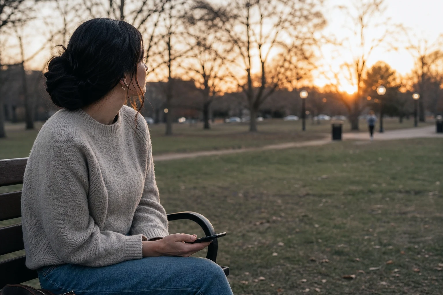 A person sits beside a window with a phone lowered, considering how control has changed their daily choices.