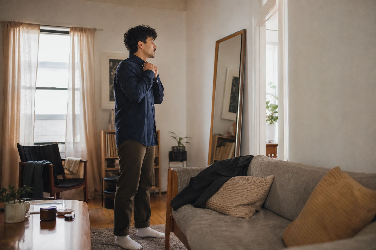 A person prepares for a date after checking in honestly with their own readiness.