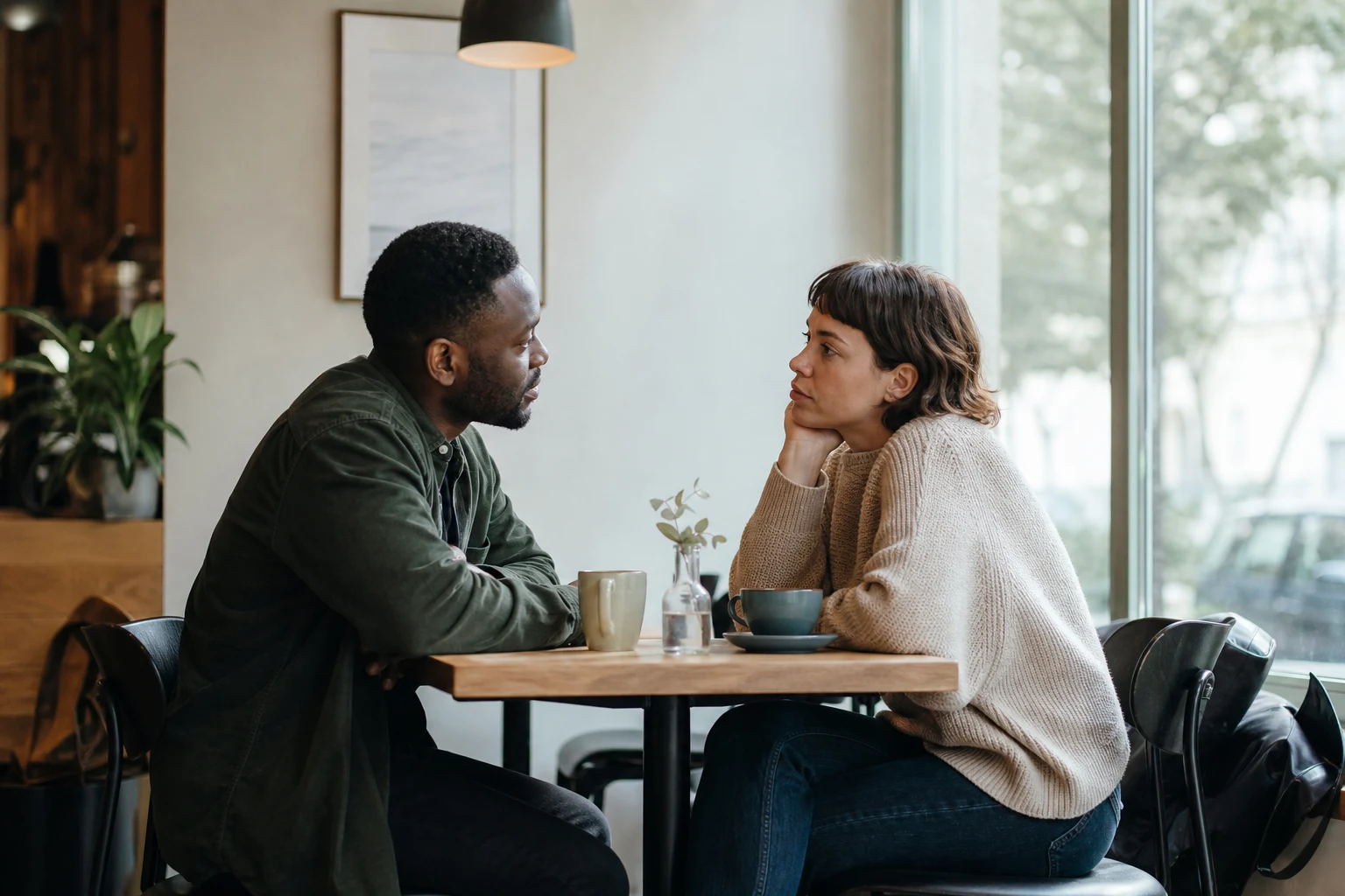 A couple pauses for an honest conversation about family boundaries.