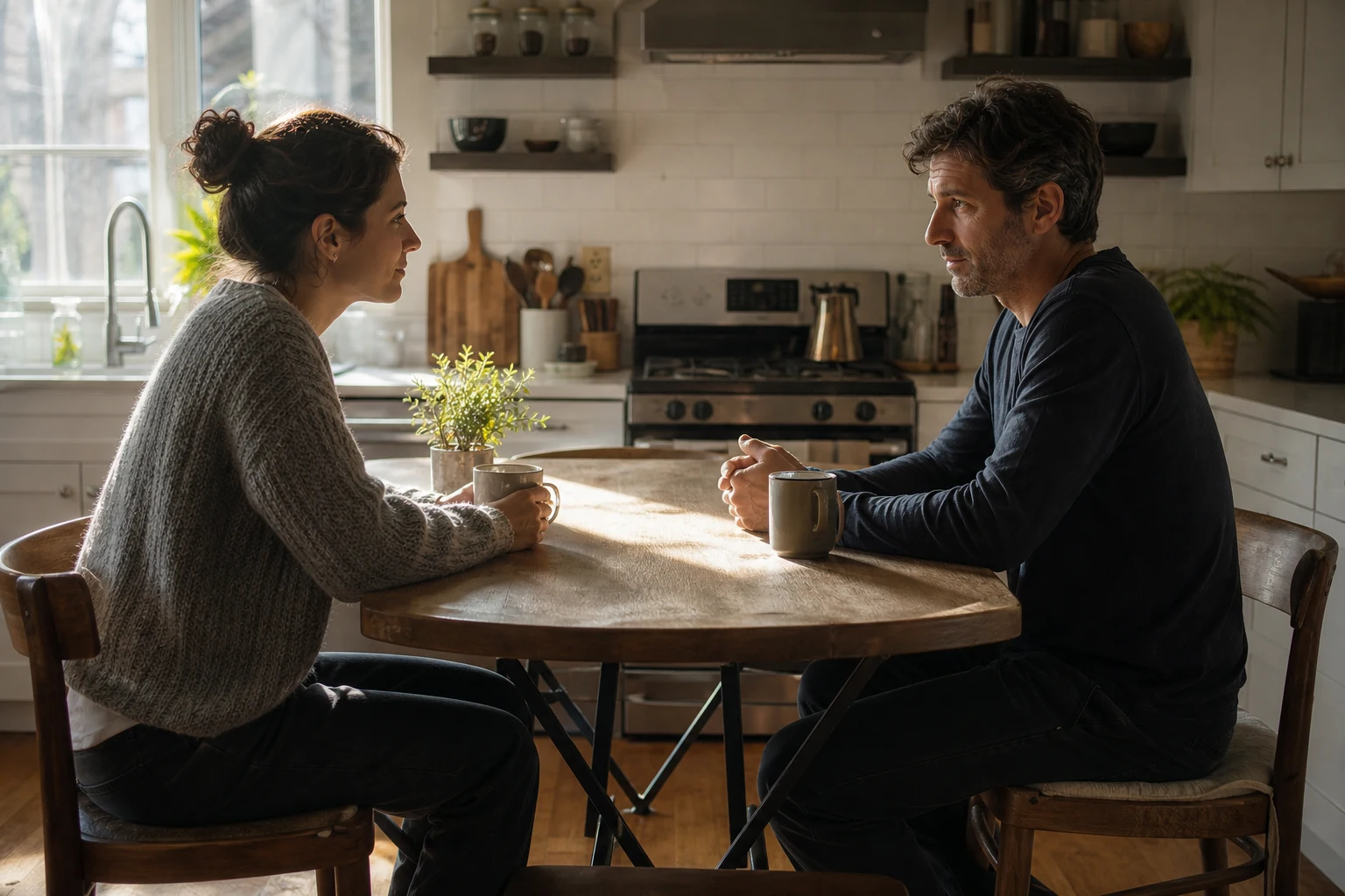 A couple pauses for an honest conversation about a hard conversation.