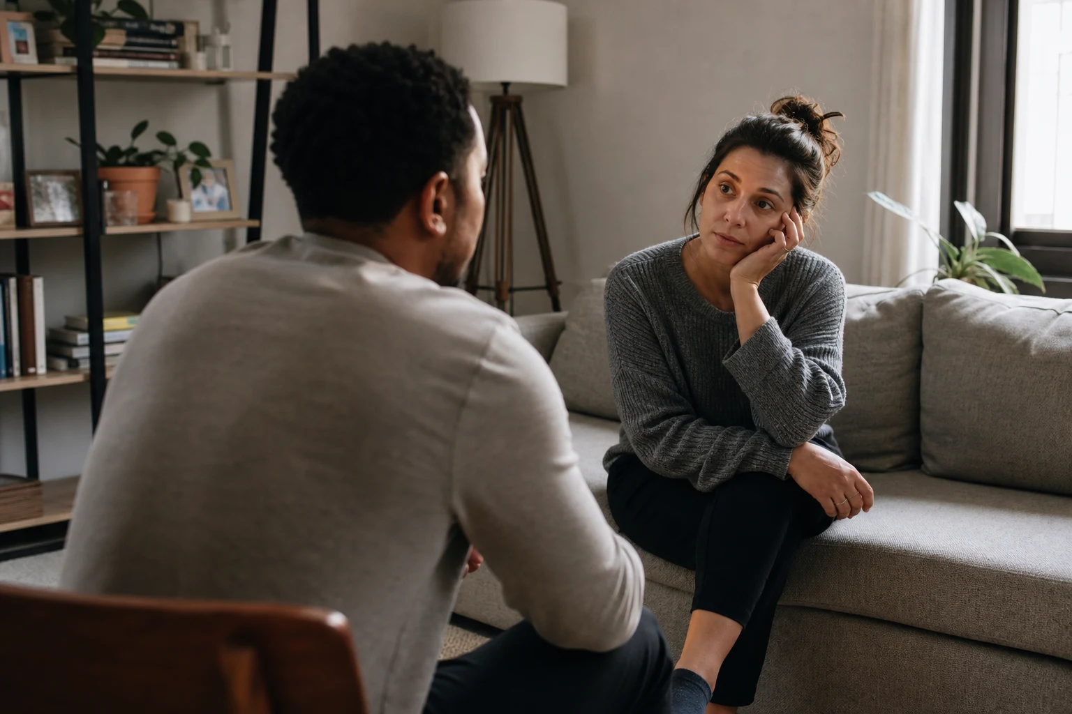 A couple pauses for an honest conversation about suspected cheating.