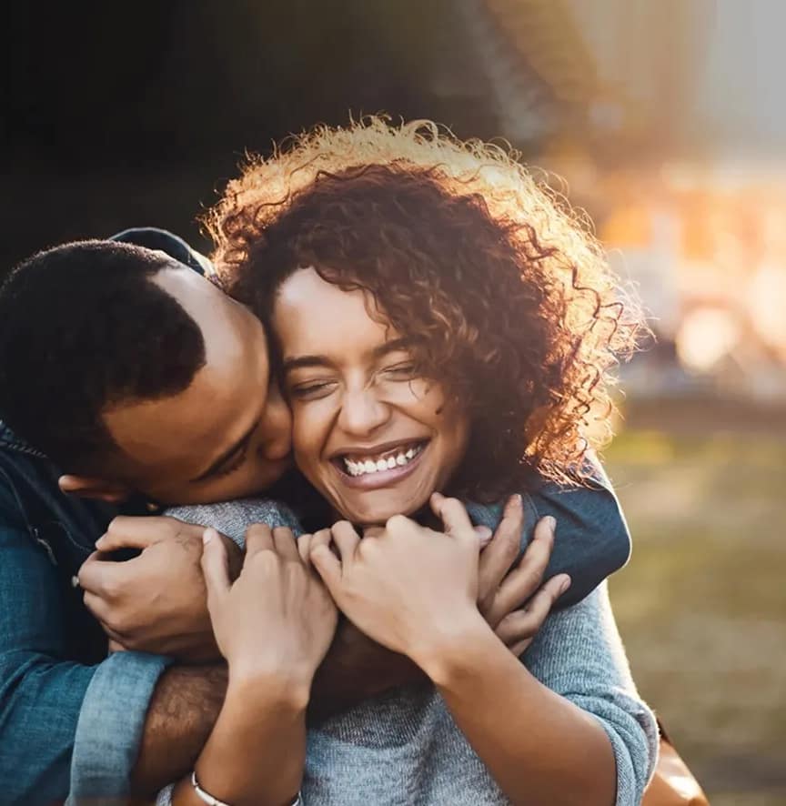 A happy couple sharing an affectionate moment